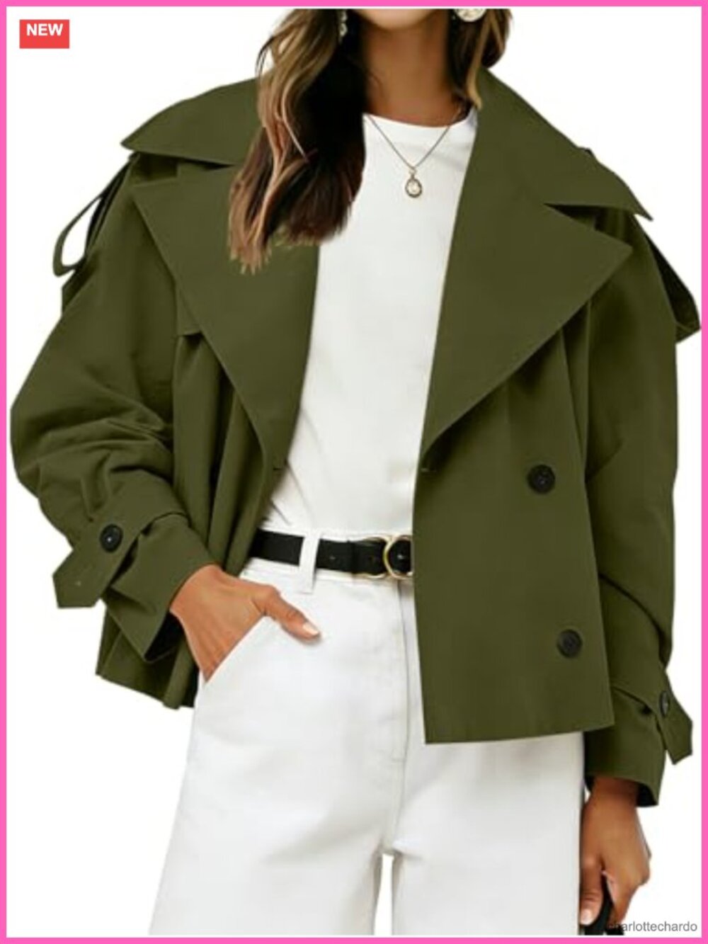 Cropped Lightweight Trench Coat with Belt for Women